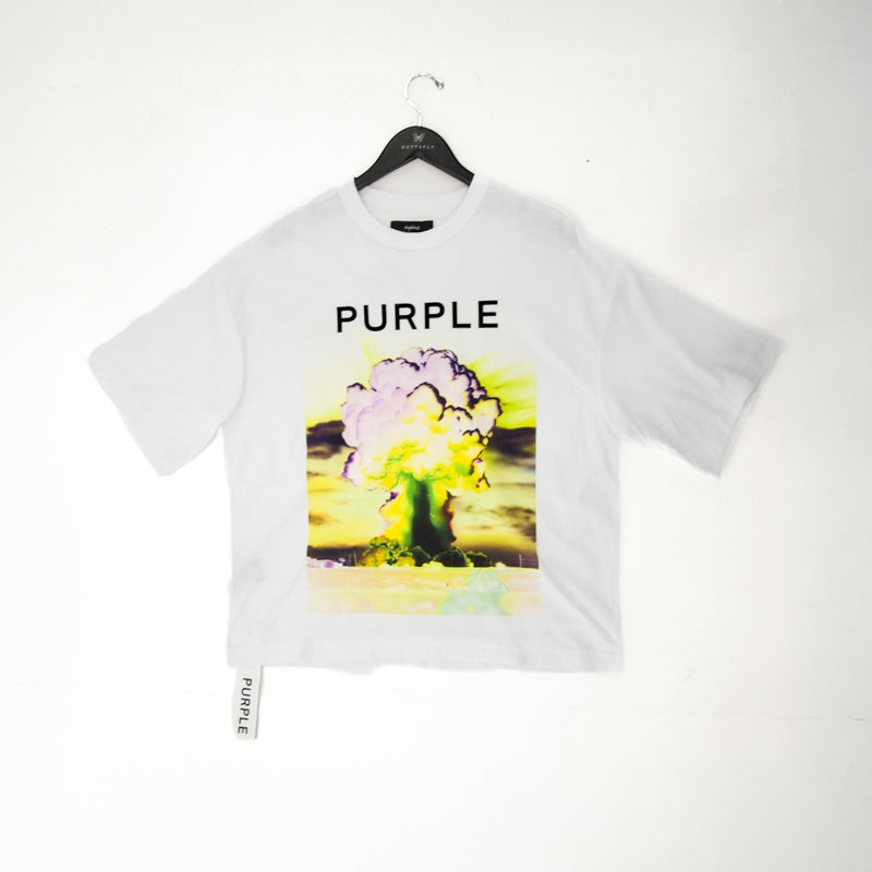 Purple jersey ss top brilliant white