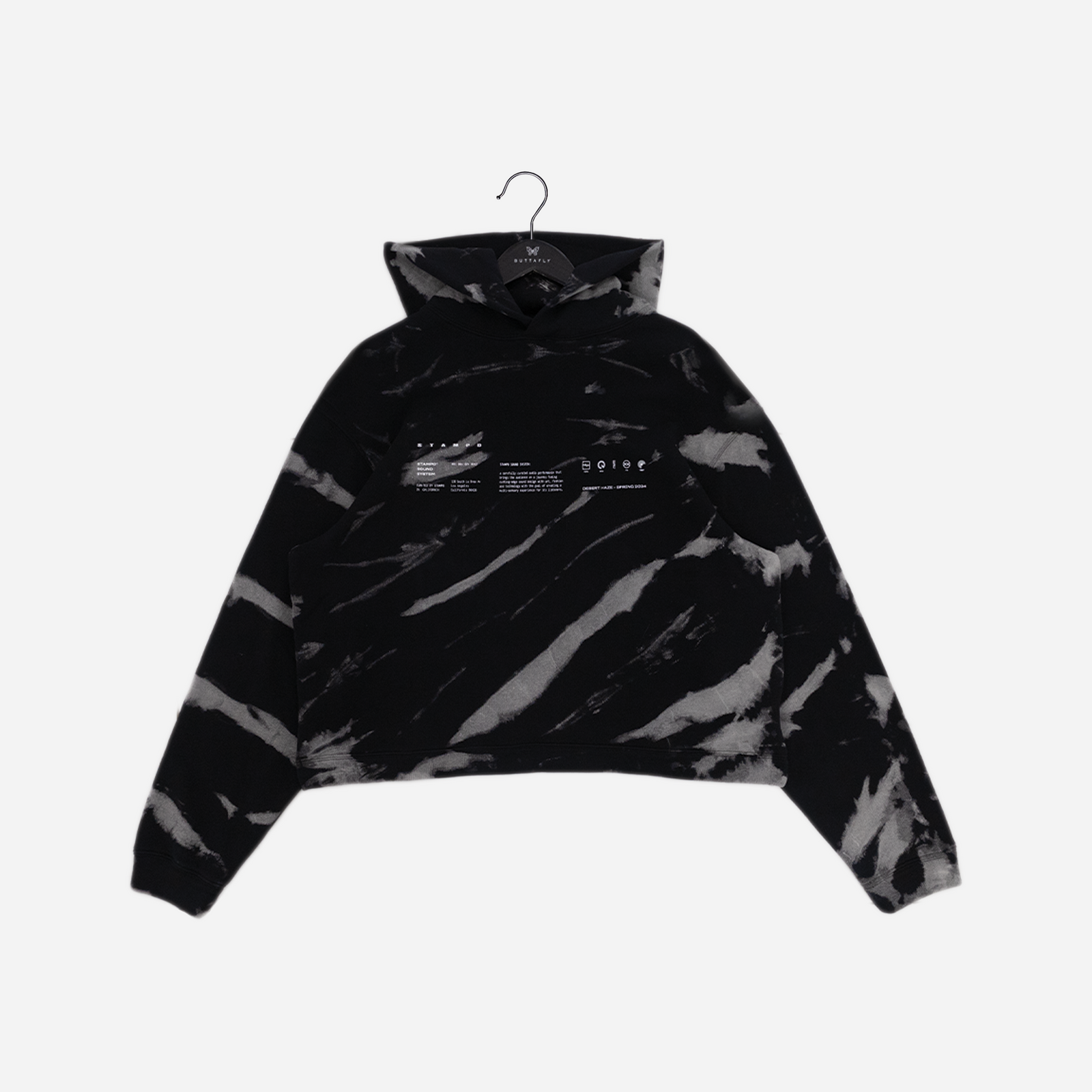 Stamped Sound System Tie Dye Cropped Hoodie SLA-M3378HD-ZTD